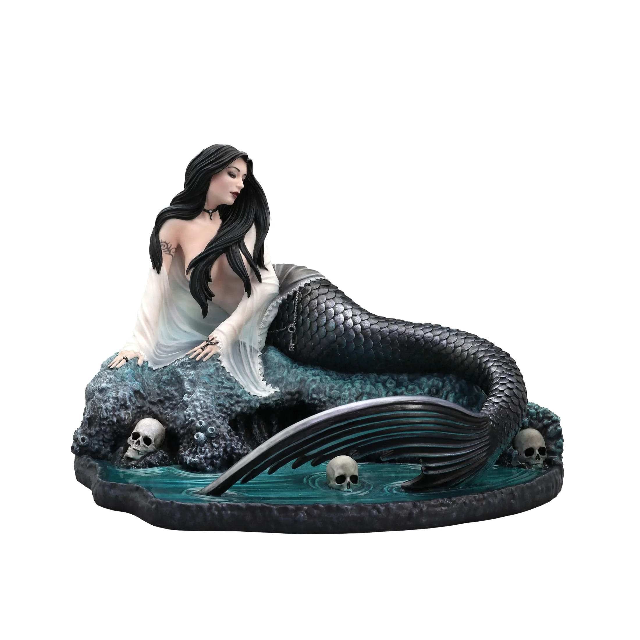 Σκοτεινή σειρήνα — Γοτθική γοργόνα — Άγαλμα από ρητίνη Veronese Design, 22 × 15 cm