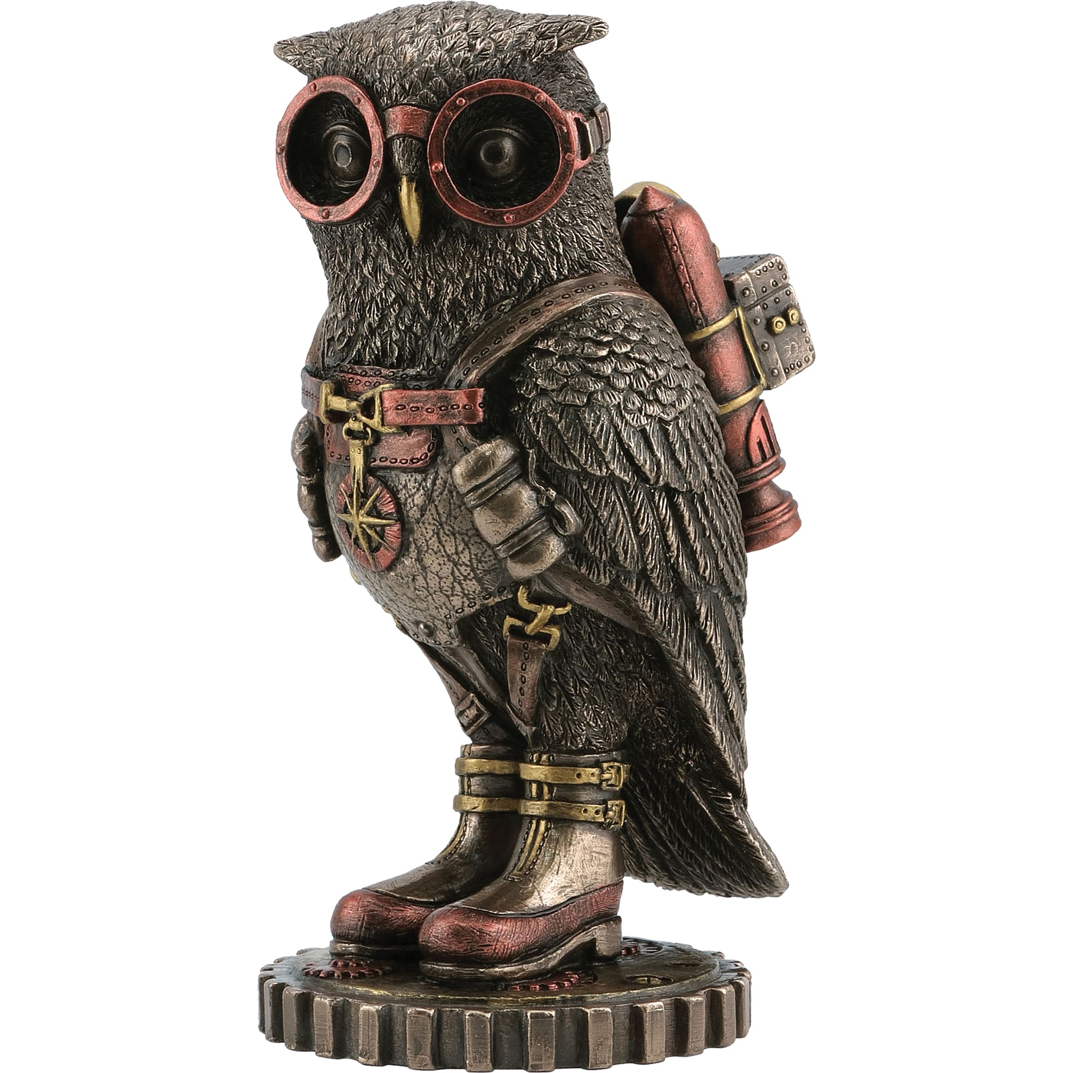 Μηχανική κουκουβάγια steampunk — Άγαλμα με μπρονζέ φινίρισμα Veronese Design, 9,5 cm