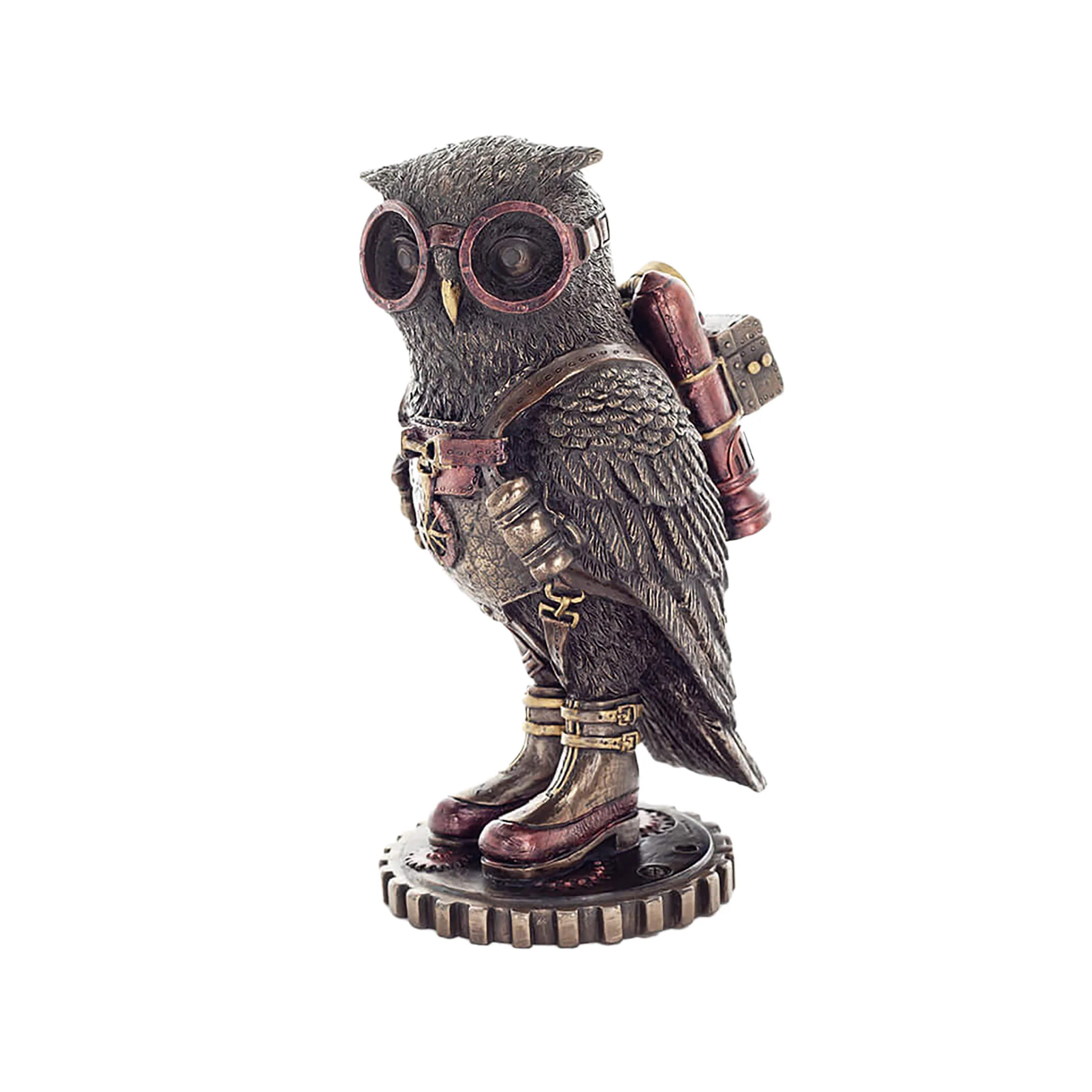 Μηχανική κουκουβάγια steampunk — Άγαλμα με μπρονζέ φινίρισμα Veronese Design, 16 cm