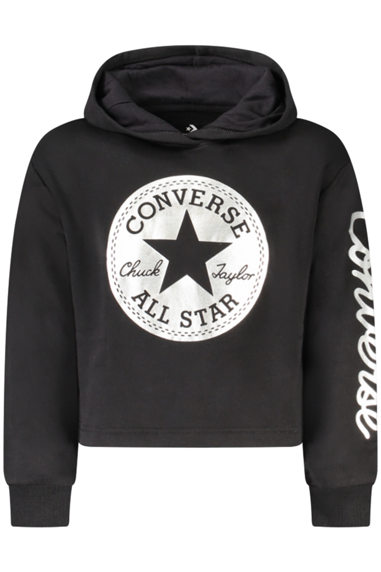 Φούτερ με κουκούλα CONVERSE για κορίτσια – Μαύρο