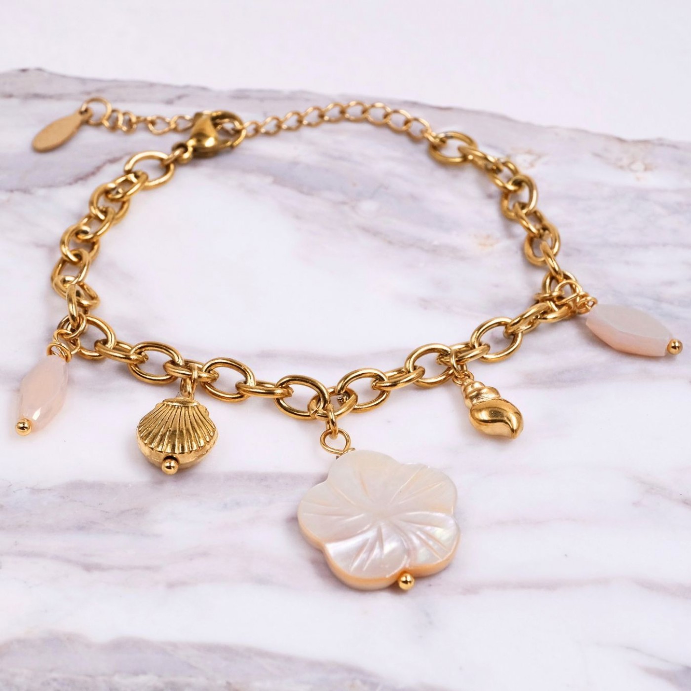 Βραχιόλι Toolittle – Ανοξείδωτο Ατσάλι: Resin Flower & Sea Charms