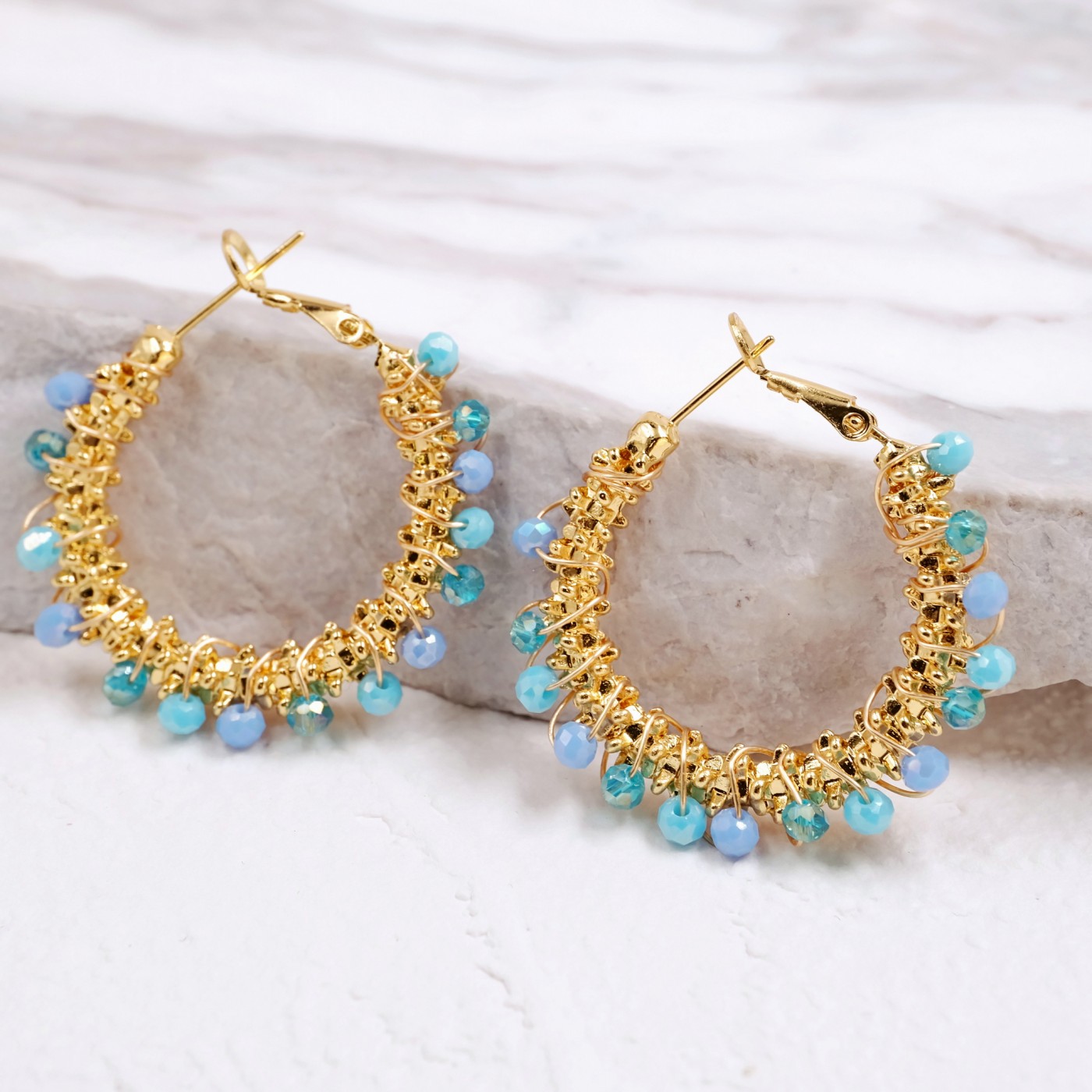 Σκουλαρίκια Toolittle – Κρίκοι Ανοξείδωτο Ατσάλι – Crystal Beads