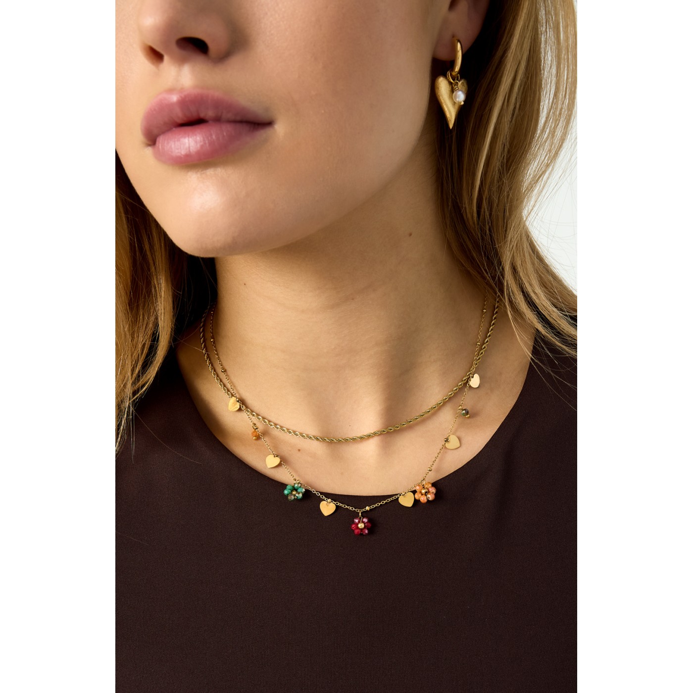 Κολιέ Toolittle – Stainless Steel Jewelry: Λουλούδια με Κρύσταλλα