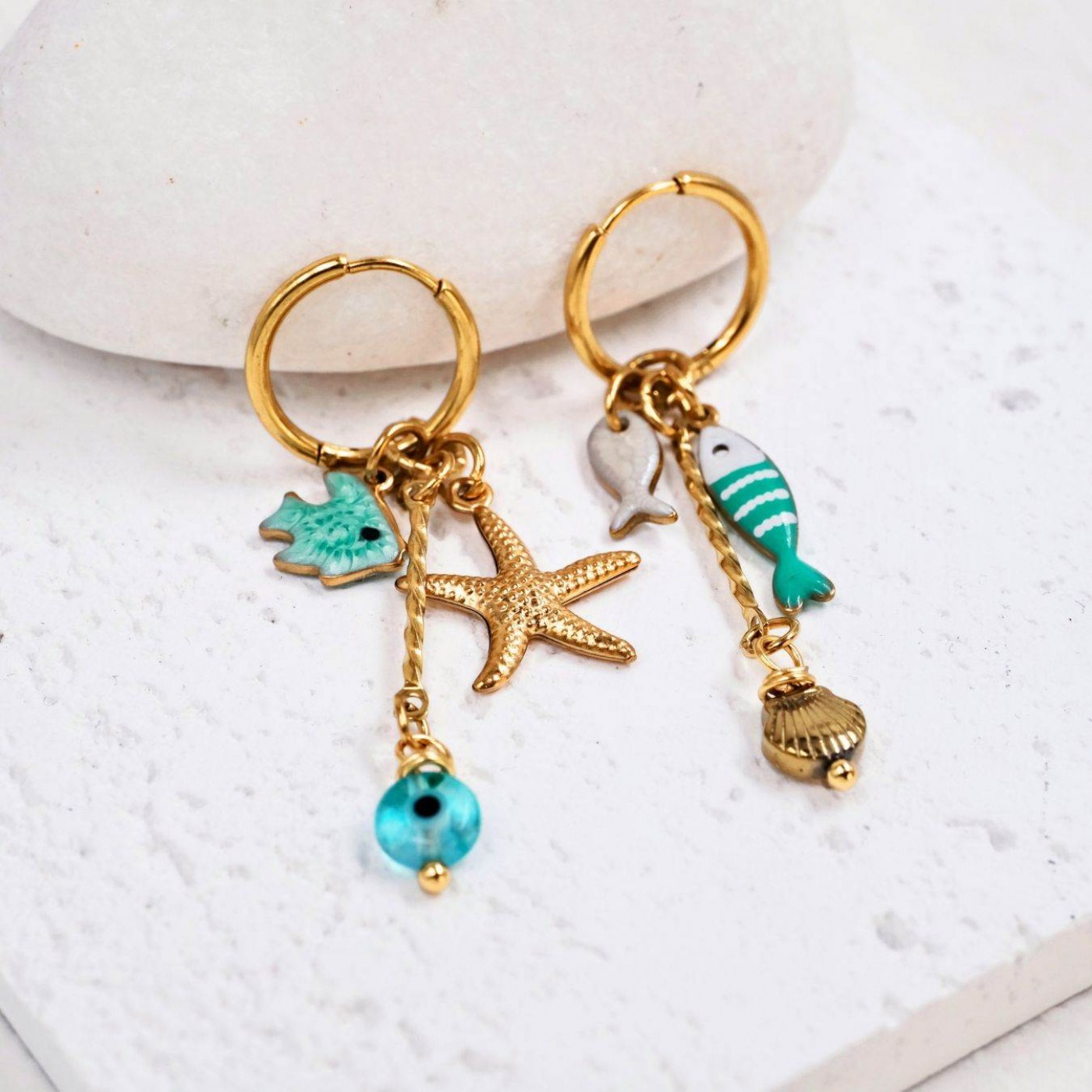 Σκουλαρίκια Toolittle – Stainless Steel Hoops – Sea Life